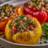 Stuffed Bell Peppers with Ground Beef