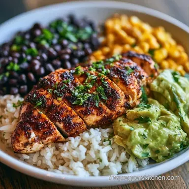 Chicken Burrito Bowl for 4 Servings Recipe Card