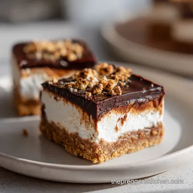 Frozen S'mores Bars for 12 Servings: No-Bake Creamy Dessert Recipe Card