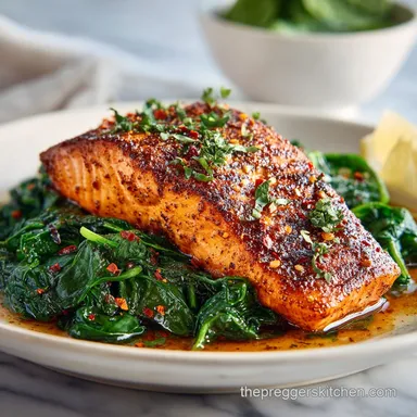 Pregnancy Recipe with Salmon and Spinach in 15 Minutes Recipe Card