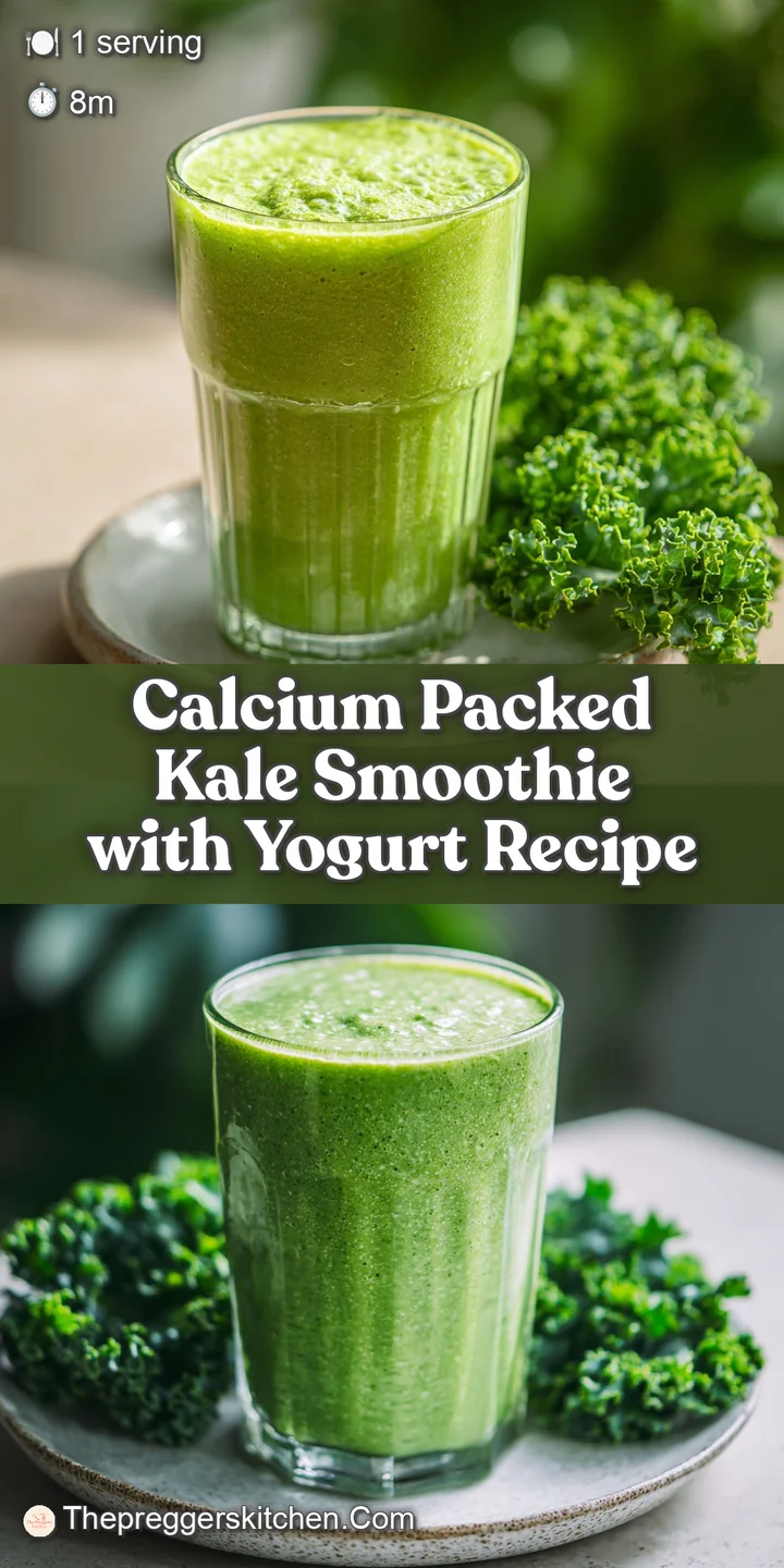 Close-up of a thick, bright green kale smoothie. Swirls of texture and tiny seeds create an appetizing, healthy drink.