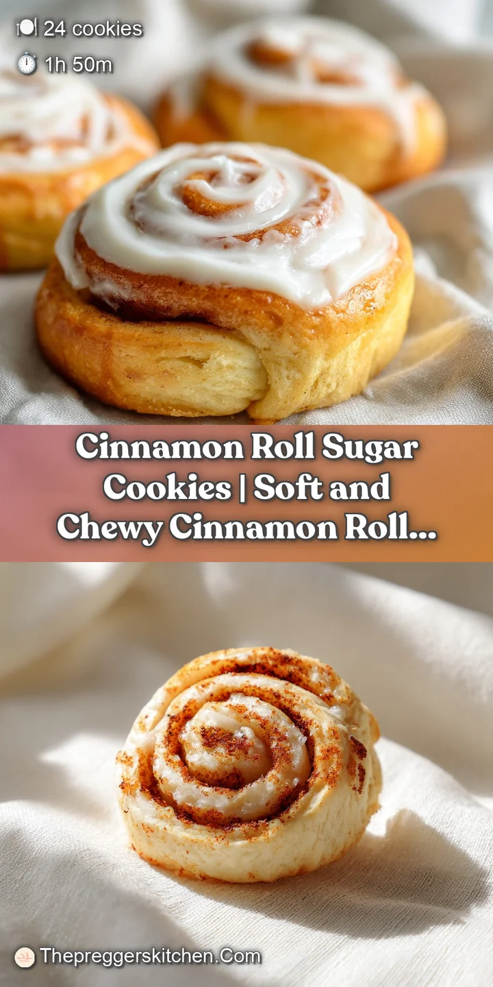 Close-up of a chewy cookie with glistening cinnamon sugar swirls and a rich, creamy icing drizzle.