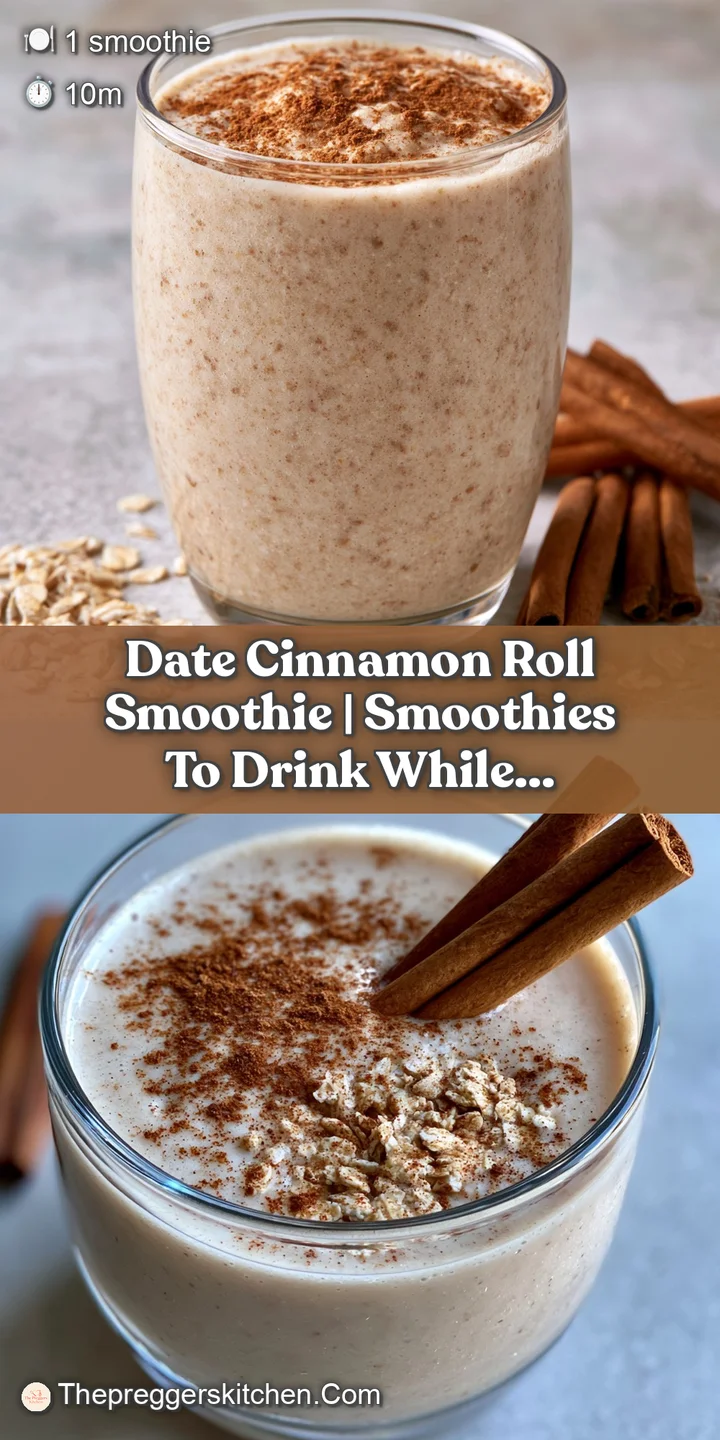 Close-up of a velvety beige smoothie with a swirl of brown cinnamon powder and tiny air bubbles on the surface.