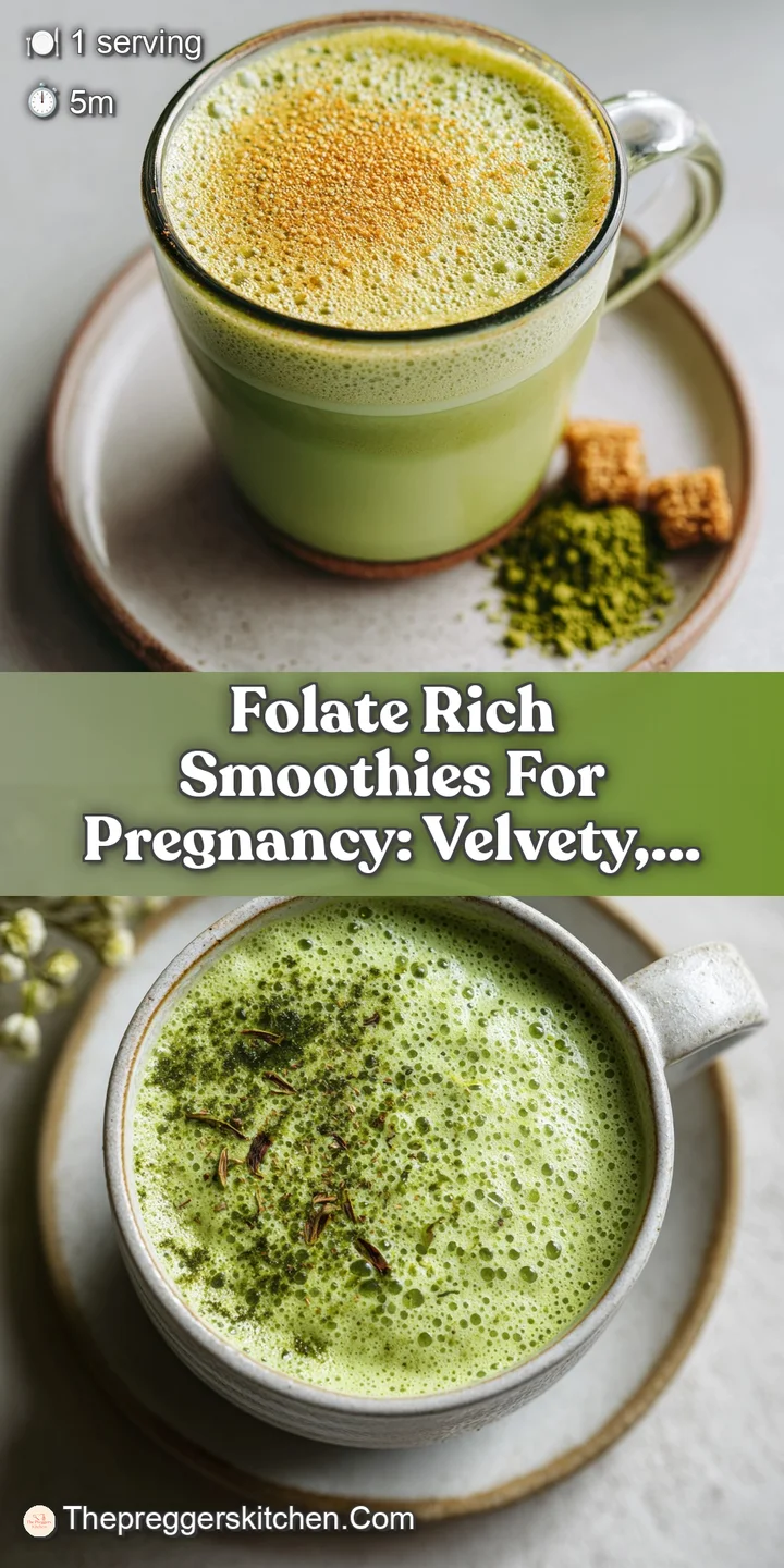 Close-up of a creamy, bright green smoothie with visible flecks of fruit. Condensation clings to the glass, promising a co...