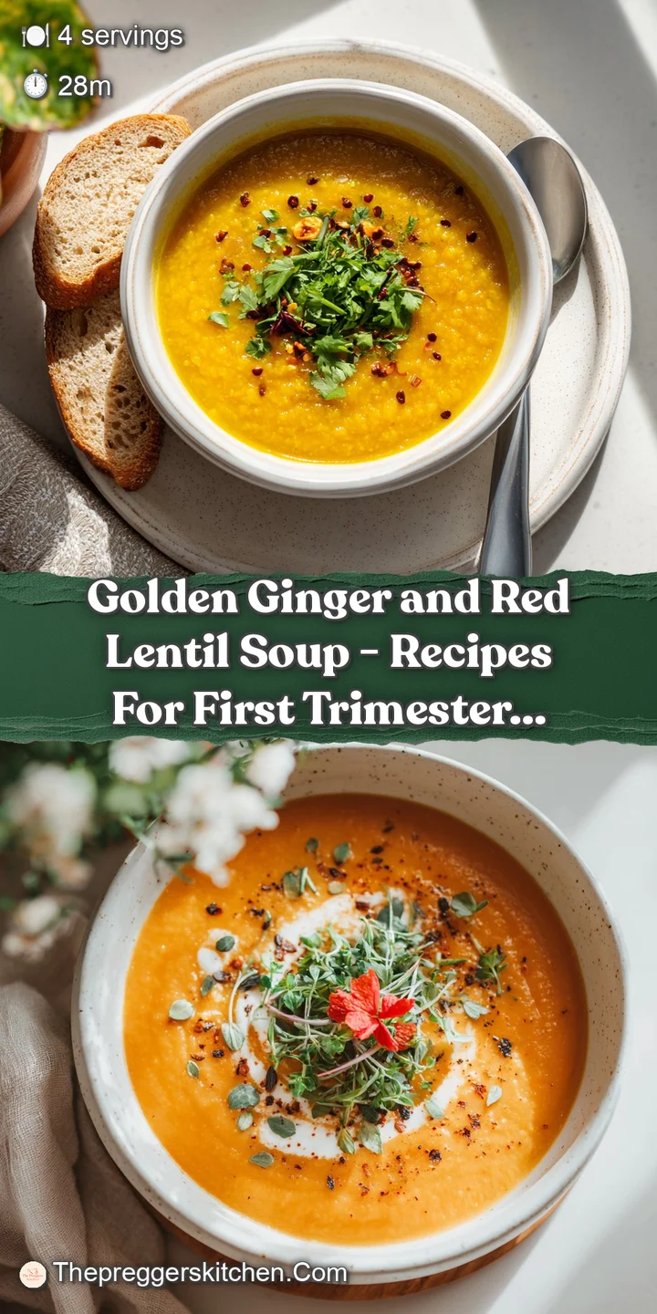 Close-up of hearty red lentil soup with a rich, slightly chunky texture and a warm glow