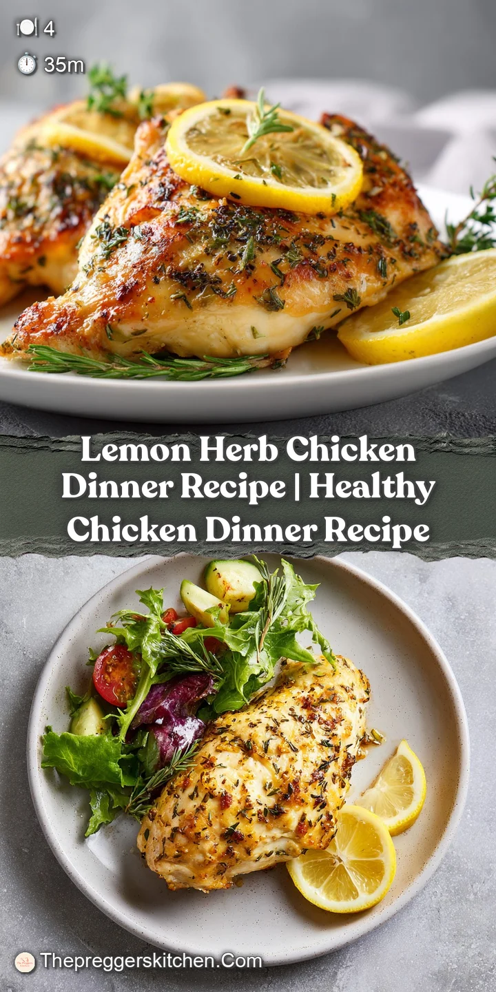 Close-up of juicy lemon herb chicken showing crispy skin and glistening herbs, hinting at a flavorful and aromatic dining ...