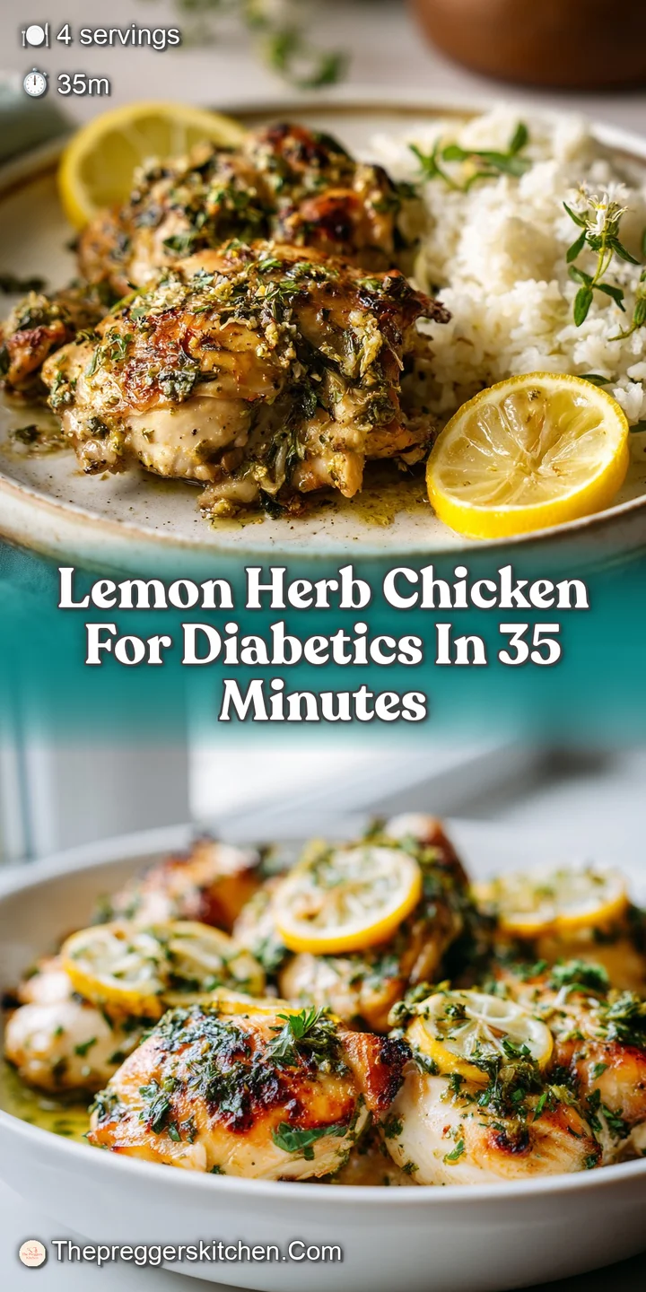 Close-up of lemon herb chicken; glistening marinade and fresh green herbs create a delicious, appetizing shot.