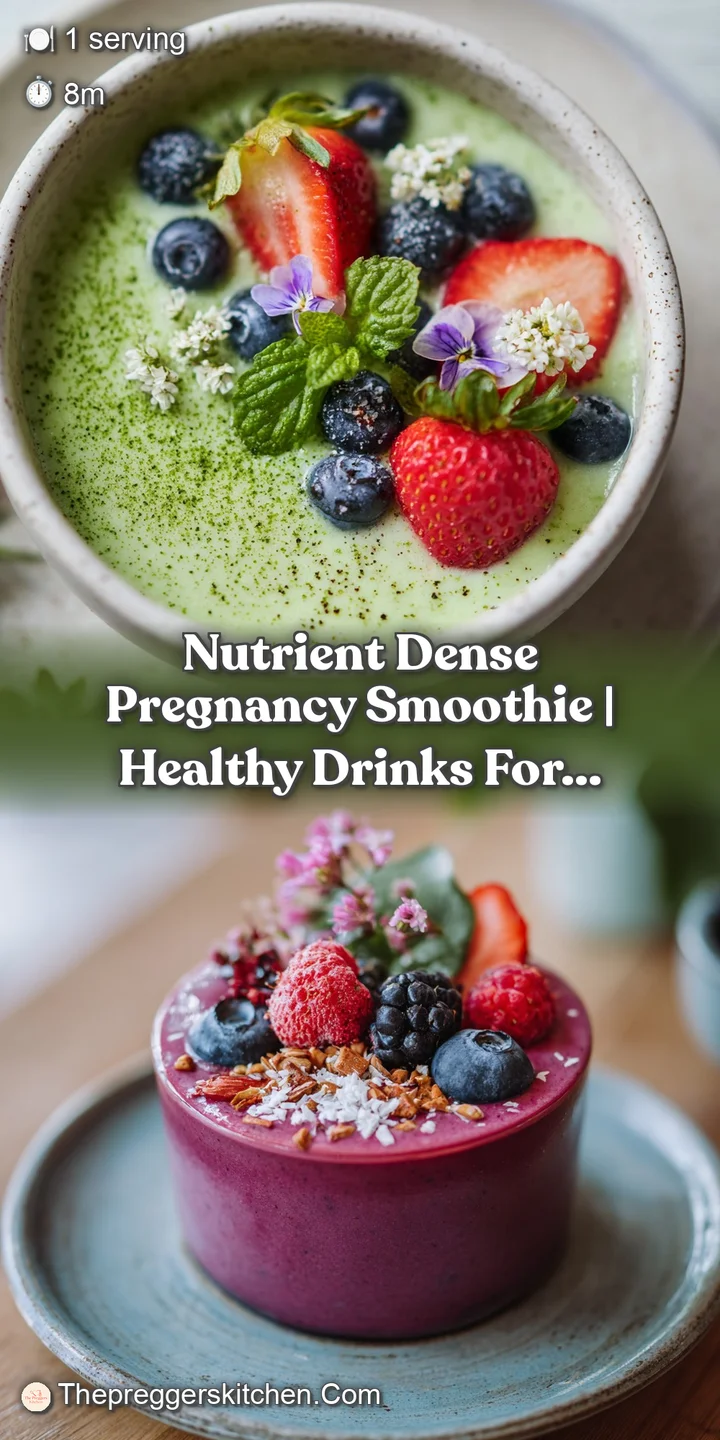 Close-up of a thick, emerald green smoothie with a creamy texture and bright red raspberries scattered on top.