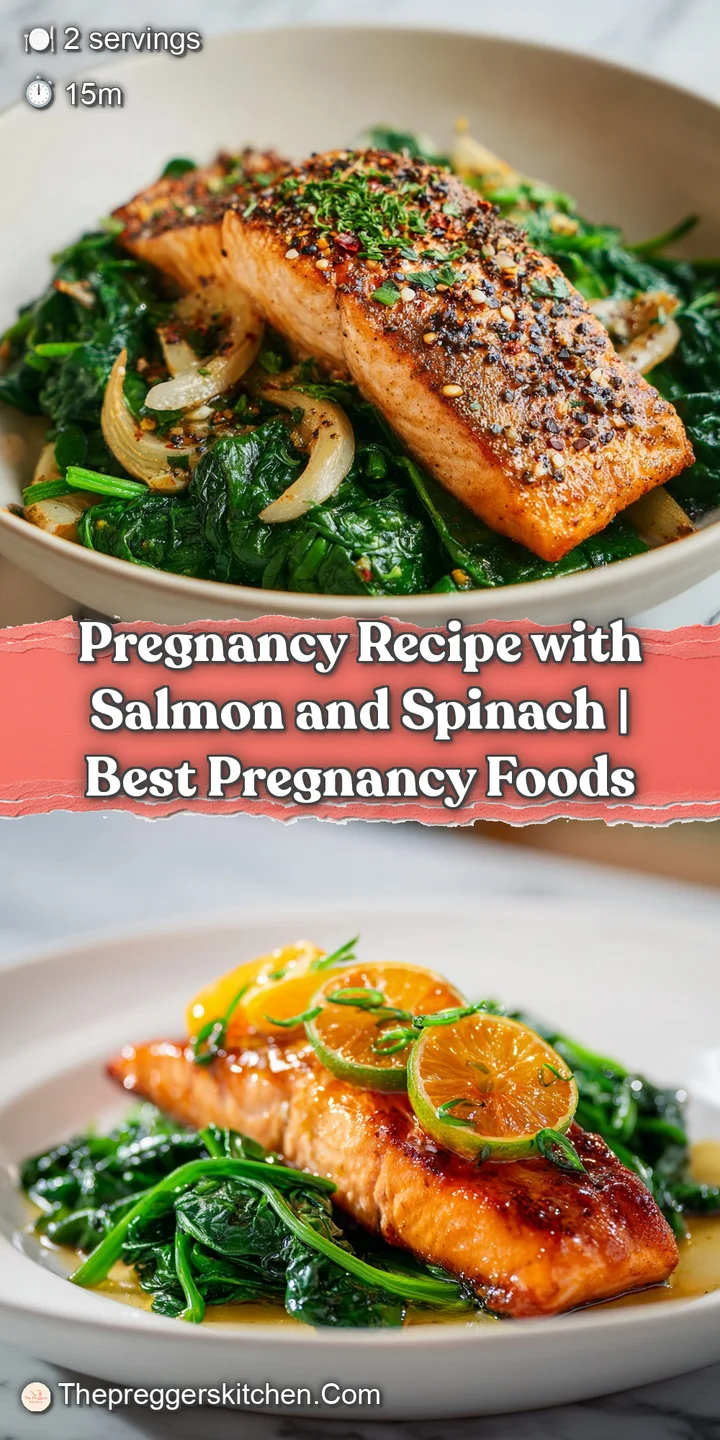 Close-up of moist salmon flakes atop tender, glistening spinach leaves, hinting at warmth
