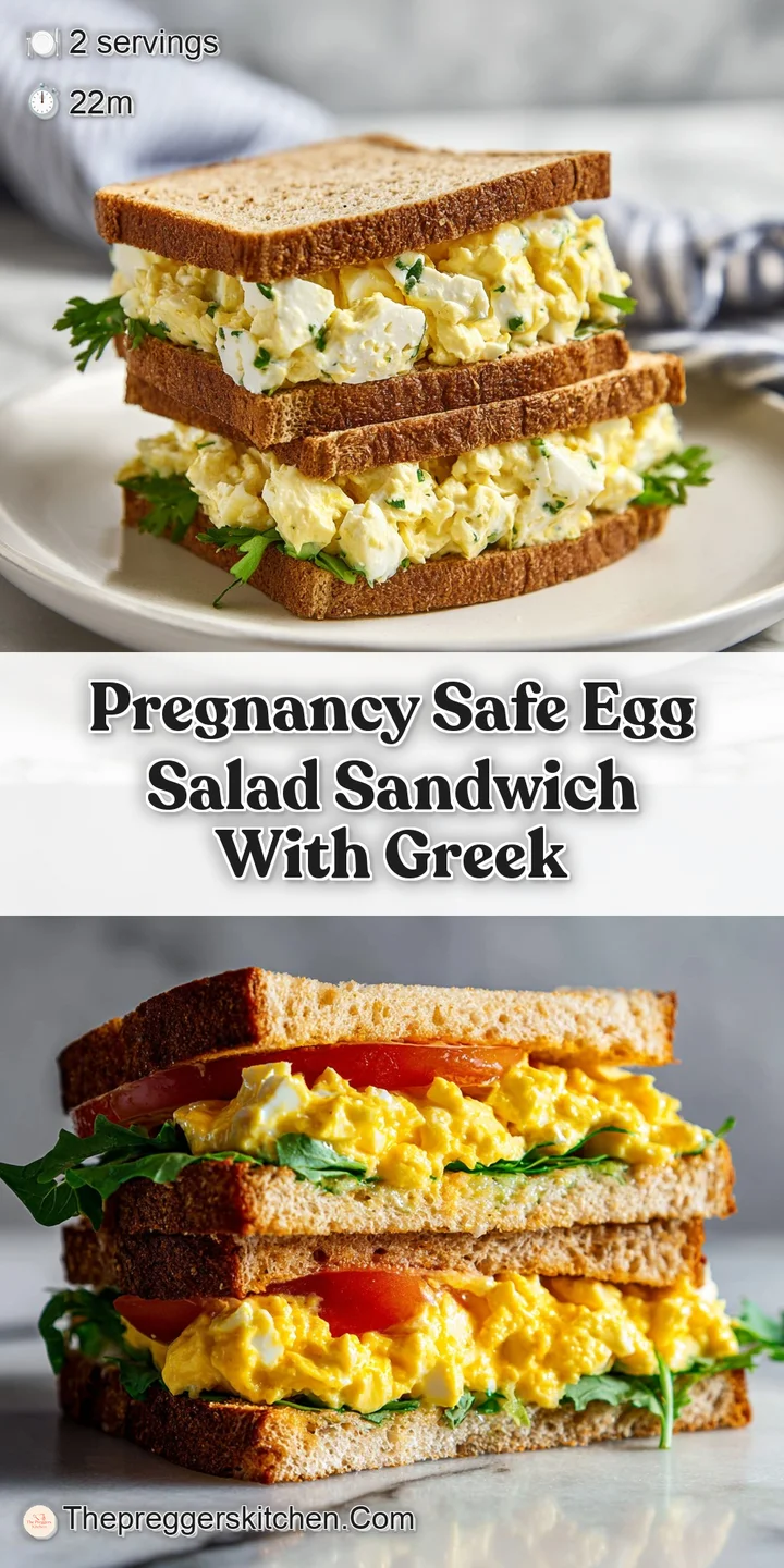 Close-up of an egg salad sandwich. Creamy, pale yellow filling with visible chunks of egg and a sprinkle of herbs.