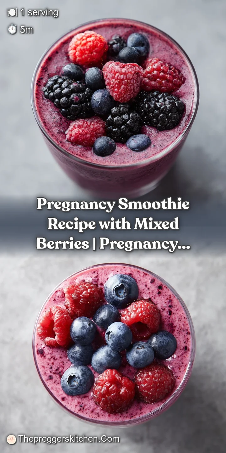 Close-up of a thick, creamy purple smoothie with visible berry seeds, a glossy sheen, and a bright red strawberry slice.