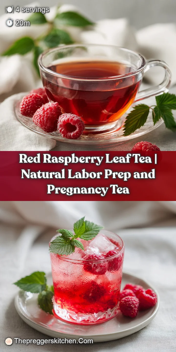 Close-up of a clear mug filled with vibrant, steaming ruby-red raspberry leaf tea, showing subtle swirling patterns.