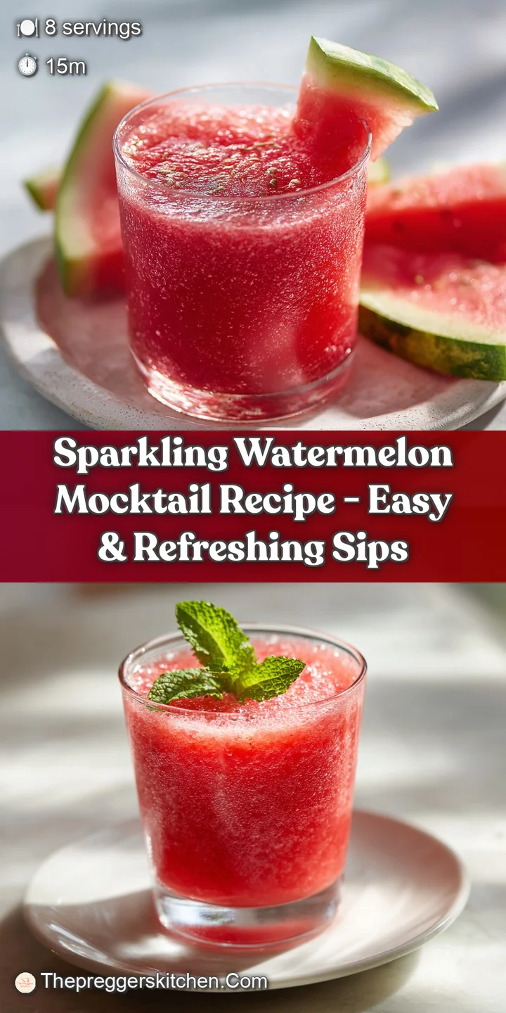 Close-up of bubbly, bright pink watermelon mocktail, showcasing the icy fizz and juicy watermelon garnish, promising a swe...
