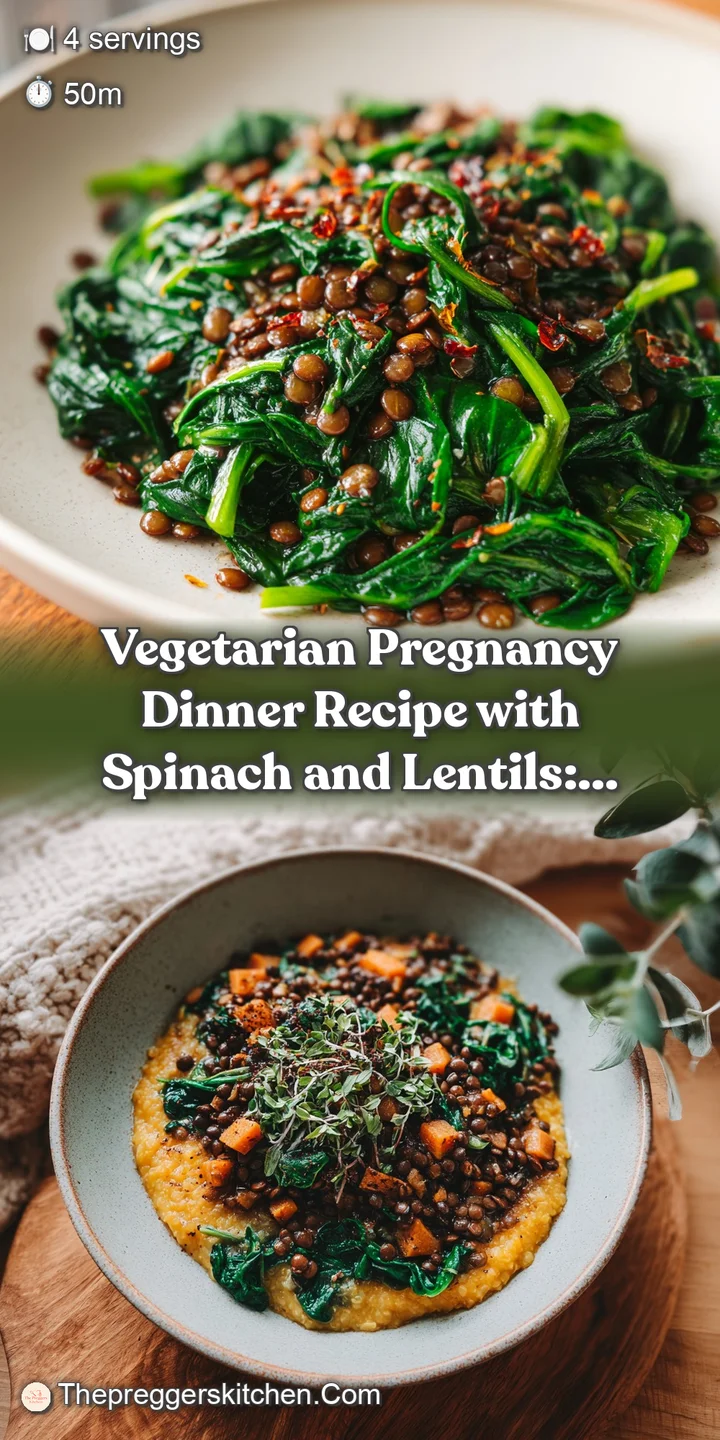 Close-up: earthy lentils & bright green spinach simmer together. A delicious vegan dish with visual depth and comforting t...