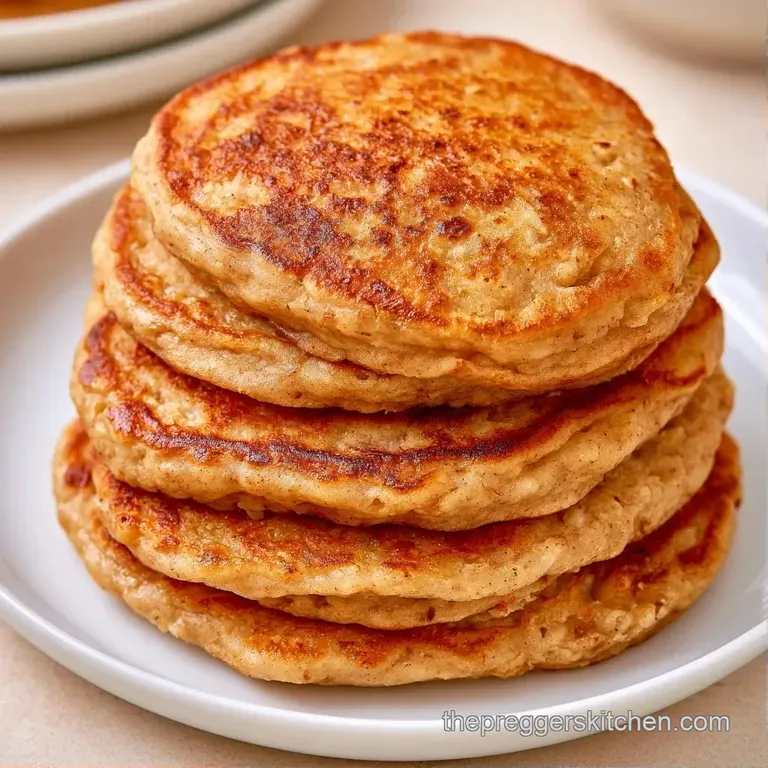 Fluffy golden pancakes arranged on a matte plate with sliced bananas, fresh mint, and a glossy syrup drizzle.