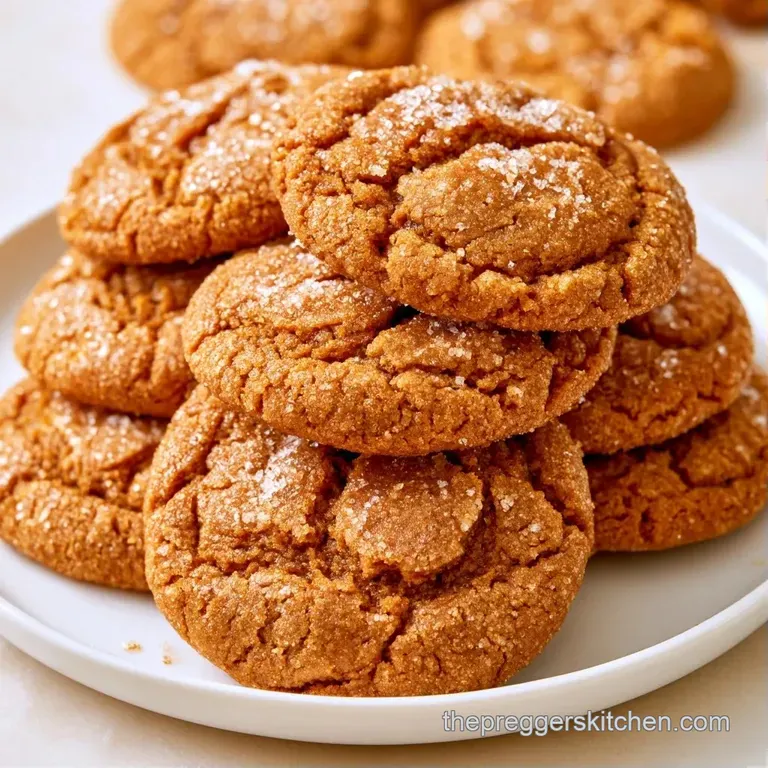 A neat stack of dark brown crinkle cookies on a white ceramic plate beside a glass of cold milk and linen.