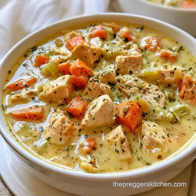 A white ceramic bowl filled with creamy yellow soup, garnished with fresh green parsley on a rustic linen napkin.