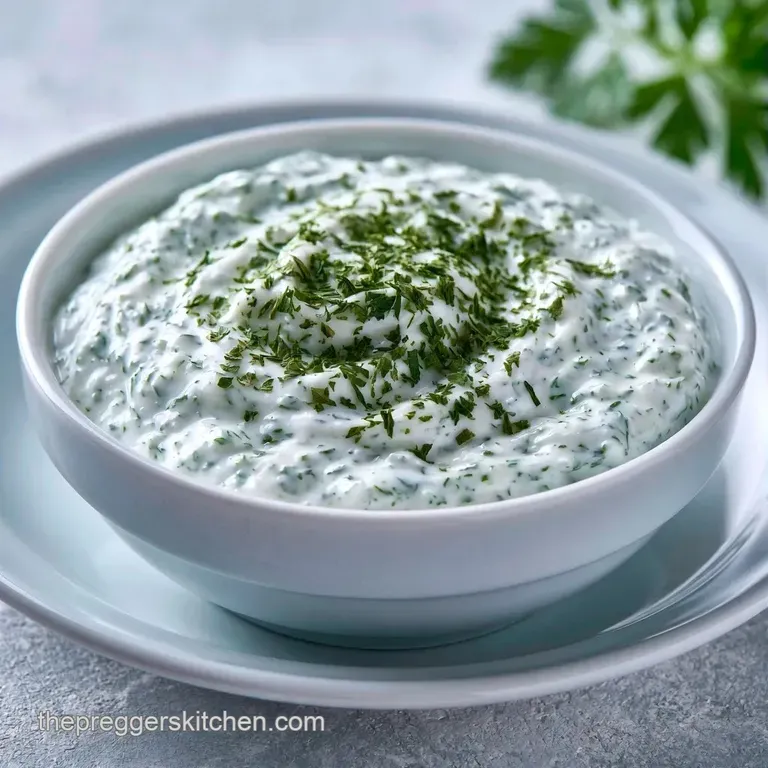 Velvety white sauce in a shallow white bowl, accented by vibrant green chives and a drizzle of golden olive oil.