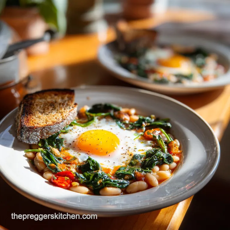 Elegant plate featuring a fluffy yellow omelet filled with dark green spinach. Sliced oranges provide a bright, juicy cont...