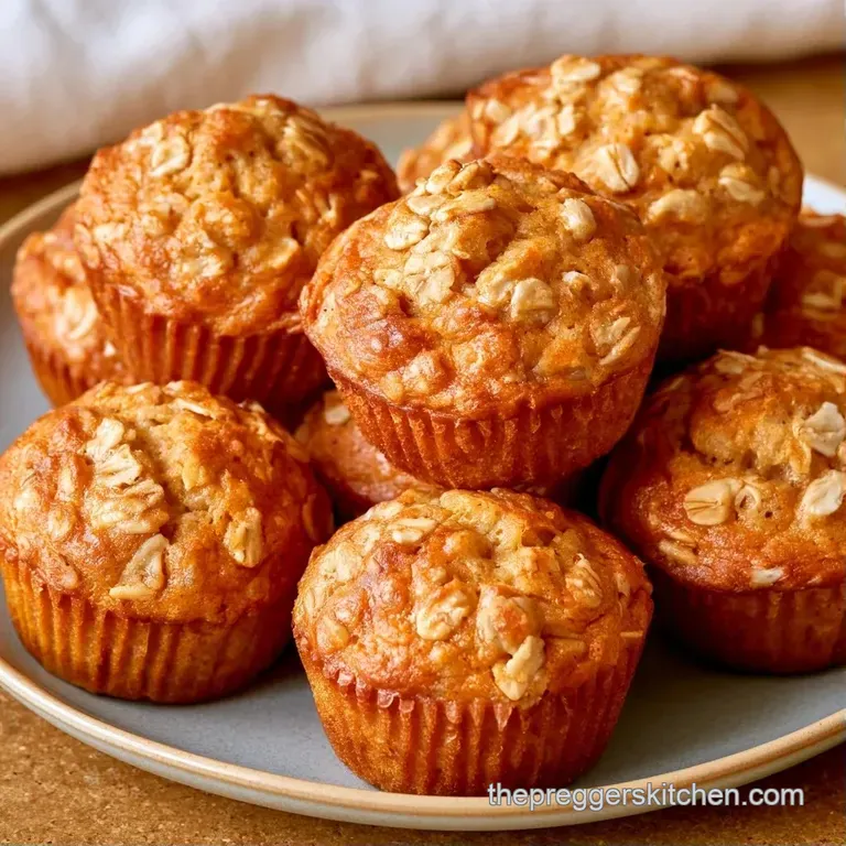Two fluffy golden muffins on a matte ceramic plate paired with a drizzle of honey and a sprig of fresh mint.