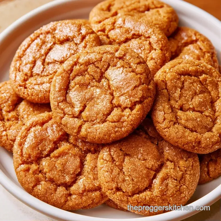 A neat stack of deep golden-brown cookies on a white ceramic plate, garnished with a cinnamon stick and a linen napkin.