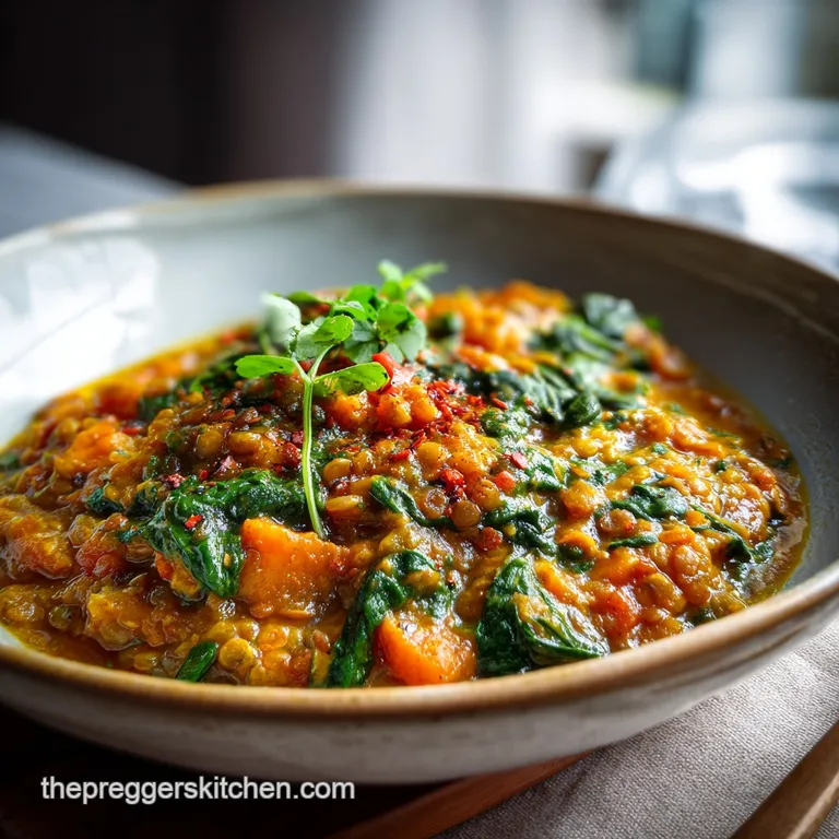 A bright, artfully plated salad. Emerald greens and vibrant orange carrots contrast with earthy brown lentils and a swirl ...